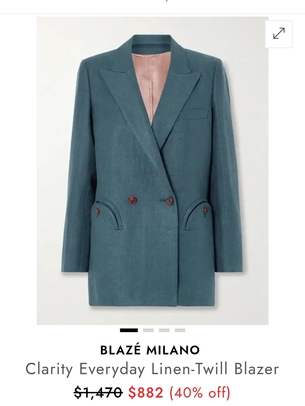 Blaze Milano Clarity Everyday Linen-Twill Blazer in Green
